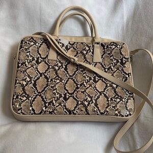 White House Black Market Snake Print Bag in Tan and Black,